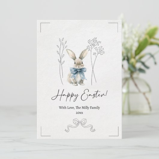 Carte de voeux Blue Easter Bunny (Debout devant)