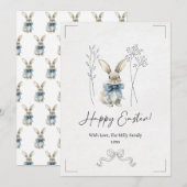 Carte de voeux Blue Easter Bunny (Devant / Derrière)