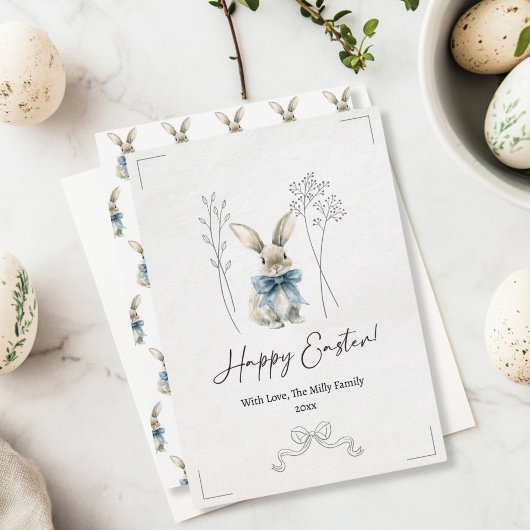 Carte de voeux Blue Easter Bunny