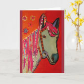 Carte de voeux Blue Horse (Fleur jaune)