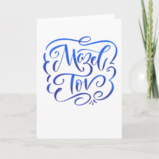 Carte de voeux Blue Ombre Mazel Tov (Devant)