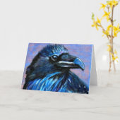 Carte de voeux Blue Raven (Fleur jaune)
