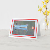 Carte de voeux Blue Rowing Boat (Fleur jaune)