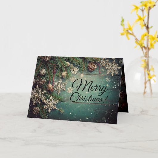 Carte de voeux Blue Rustic Holiday (Fleur jaune)