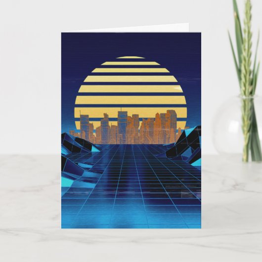 Carte de voeux Blue Synthwave (Devant)