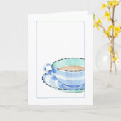 Carte de voeux Blue Teacup (Fleur jaune)