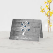 Carte de voeux Blue Valentine Hearts Tree (Fleur jaune)