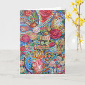 Carte de voeux Boho Paisley Love (Fleur jaune)