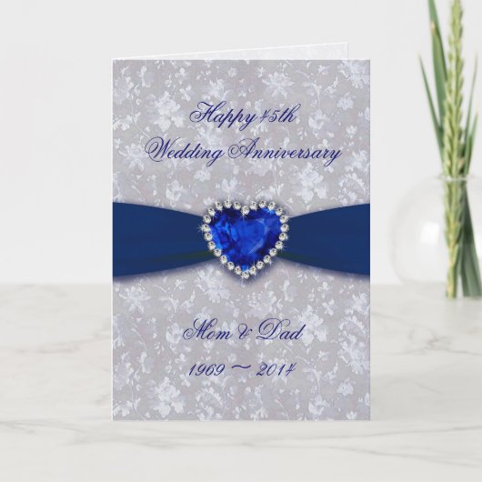 Carte de voeux Bold Damask 45th Mariage Anniversar (Devant)
