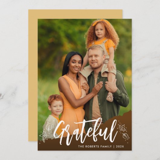 Carte de voeux bon thanksgiving de script GRATEFUL (Devant / Derrière)