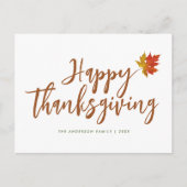 Carte de voeux bon thanksgiving script vacances (Devant)
