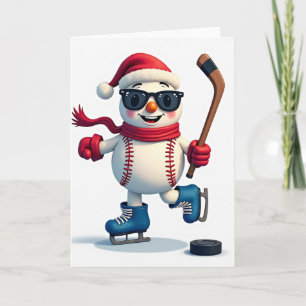 Carte de vœux bonhomme de neige baseball
