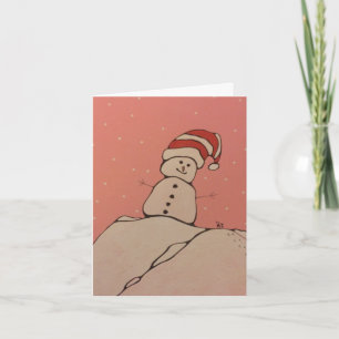 Carte de voeux, bonhomme de neige et Robin