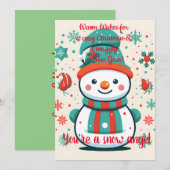 Carte de vœux bonhomme de neige mignon (Devant / Derrière)