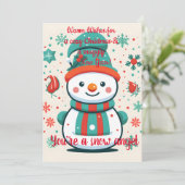 Carte de vœux bonhomme de neige mignon (Debout devant)