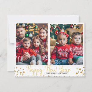 Carte de vœux Bonne Année Gold Family 2 Photos
