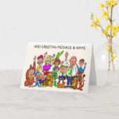 Carte de vœux bonne chance drôles de gens (Fleur jaune)