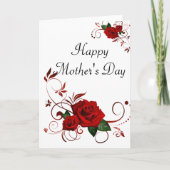 Carte de voeux Bonne fête des mères Rose rouge (Devant)