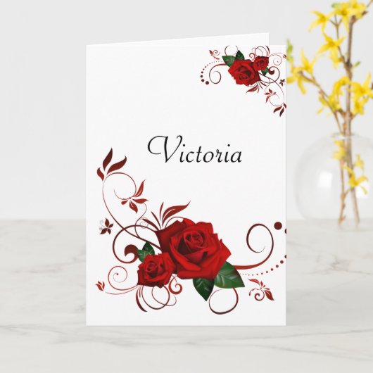 Carte de voeux Bonne fête des mères Rose rouge (Fleur jaune)