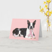 Carte de voeux Boston Terrier Breast Cancer (Fleur jaune)
