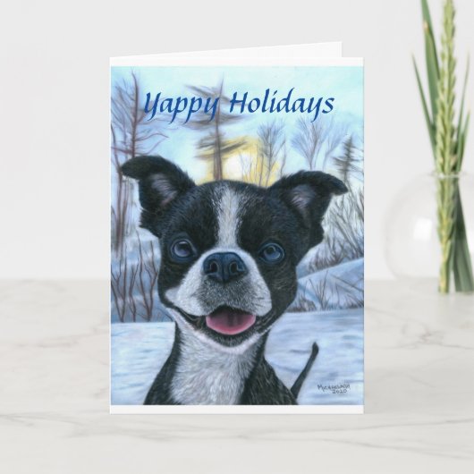 Carte de voeux Boston Terrier Snow Holiday (Devant)