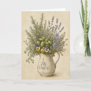 Carte de vœux botanique à la lavande Jardin floral