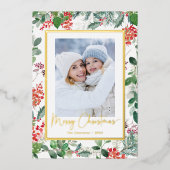 Carte de vœux botanique avec feuille d'or (Recto)