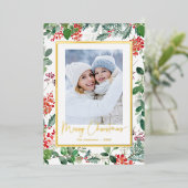 Carte de vœux botanique avec feuille d'or (Debout devant)