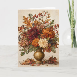 Carte de vœux botanique d'automne Vase floral auto