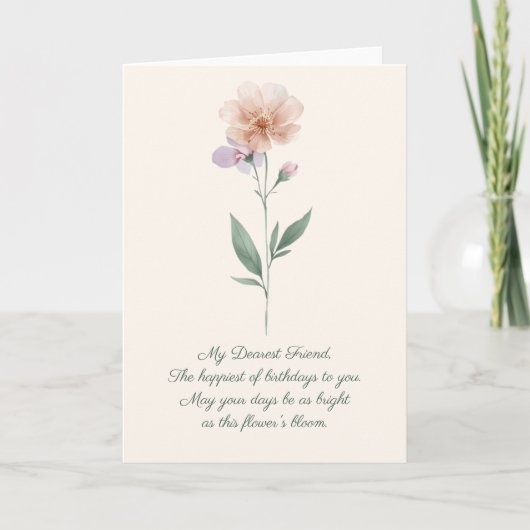 Carte de vœux botanique délicate pour ami (Devant)