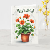 Carte de vœux botanique joyeuse d'anniversaire (Fleur jaune)