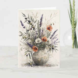 Carte de vœux botanique Lavande & Olive Méditerran