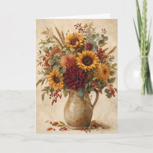 Carte de vœux botanique Tournesol Rustique Floral