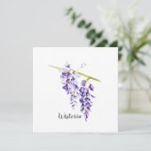 Carte de voeux Botanique Watercolor Wisteria (Debout devant)