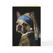 Carte de vœux Bouledogue Français avec une perle à
