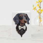 carte de voeux bowtie Dachshund (Fleur jaune)