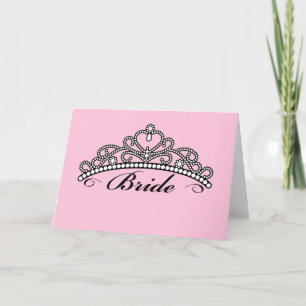 Carte de voeux Bride Tiara (arrière - plan rose)