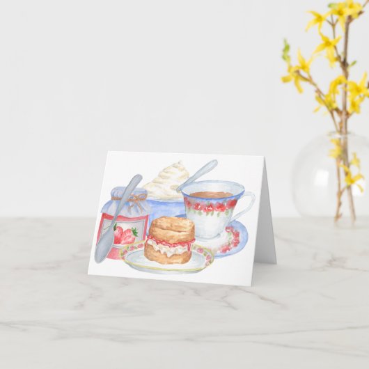 Carte de voeux British Cream Tea (Fleur jaune)