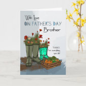 Carte de voeux Brother Fête des pères avec bottes  (Fleur jaune)