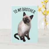 Carte de voeux BROTHER SIAMESE CAT Anniversaire (Fleur jaune)