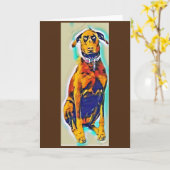 Carte de voeux Brown blanc Doberman (Fleur jaune)