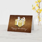 Carte de voeux Brown, Gold et White pour anniversa (Fleur jaune)
