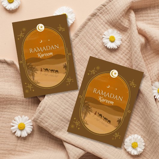 Carte de voeux Brown Sunset Oasis Ramadan