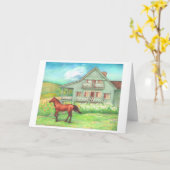 Carte de voeux bucolique de maison de campagne et (Fleur jaune)