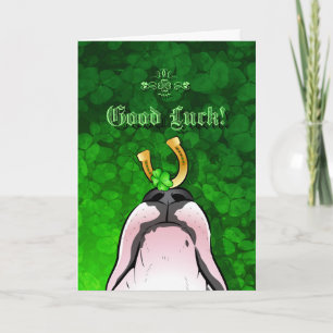 Carte de voeux Bull Terrier Cartoon "Bonne chance"