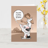 Carte de voeux Bull Terrier Friendship (Fleur jaune)