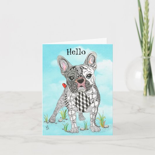 Carte de voeux Bulldog française mignonne et color (Devant)