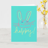Carte de vœux Bunny Happy (Fleur jaune)