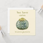 Carte de vœux cactus à baril bleu (Devant/Arrière en situation)