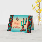 Carte de vœux Cactus et Soleil du Sud-Ouest (Fleur jaune)